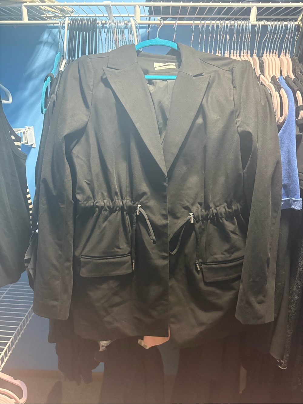 7 Diamonds Black Drawstring-Waist Blazer Jacket
